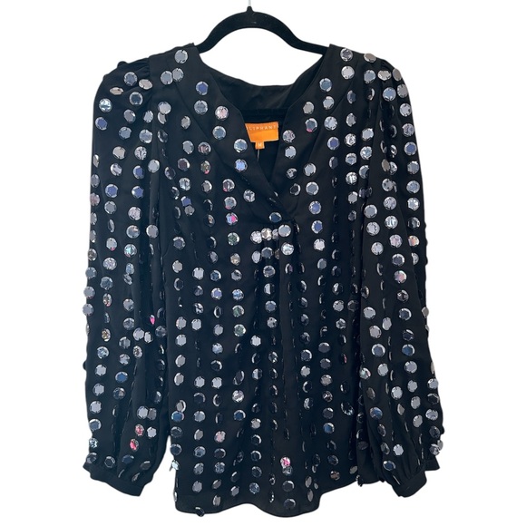 Oliphant Large Sequin V Neck Blouse - Picture 1 of 5